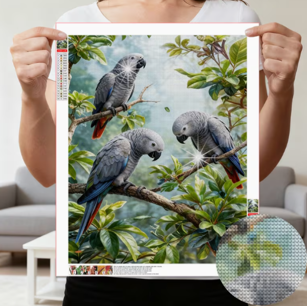 Diamond Painting Graupapageien